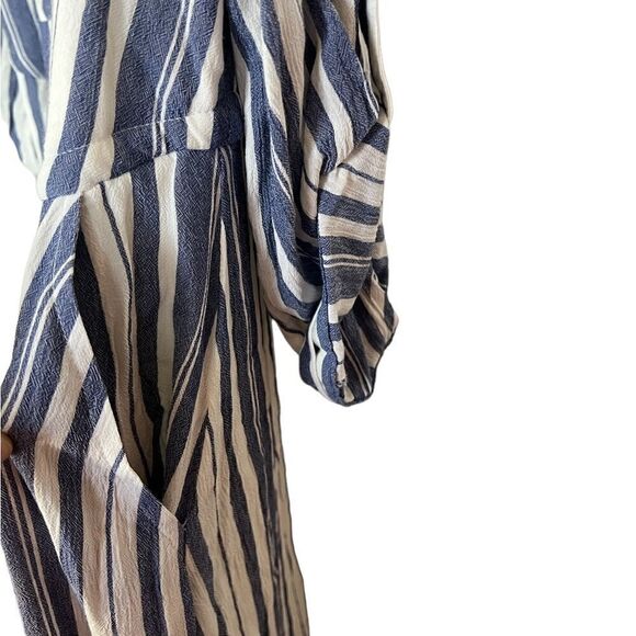 Torrid Blue/White Stripe Zip Front Preppy Drawstring Shirt Dress Size M/L - Picture 7 of 10